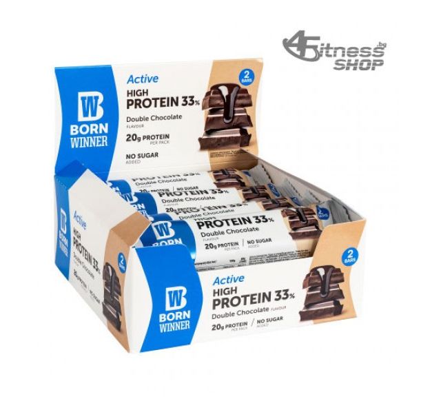 BORN WINNER Active High Protein Bar 33% Double Chocolate 12x60 гр
