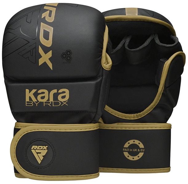 MMA ръкавици - RDX F6 KARA MMA Sparring Gloves Black/Gold - GSR-F6MGL