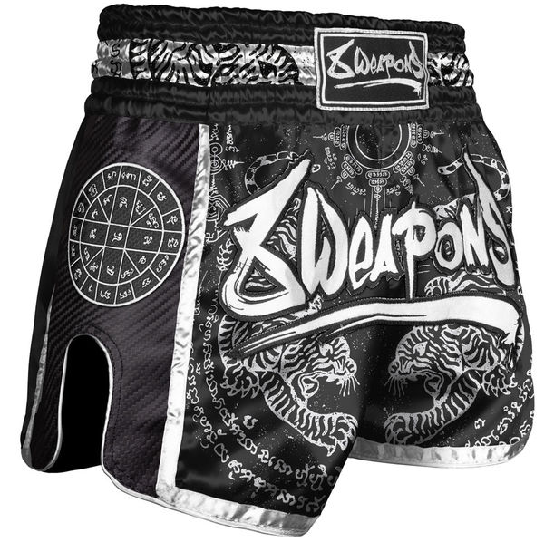 Шорти - 8 WEAPONS - Muay Thai Shorts - Carbon Sak Yant Tigers - Black