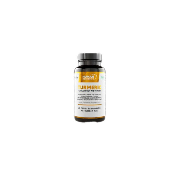 Human Protect - Turmeric with Ginger Root | with 95% Curcuminoids &amp; 5% Gingerols / 60 капсули, 60 дози