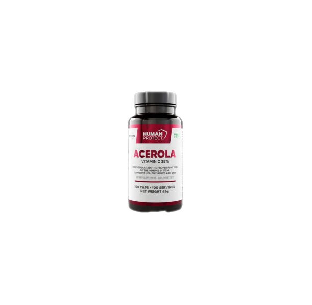 Human Protect - Acerola 500 mg | Natural Source of Vitamin C / 100 капсули, 50 дози