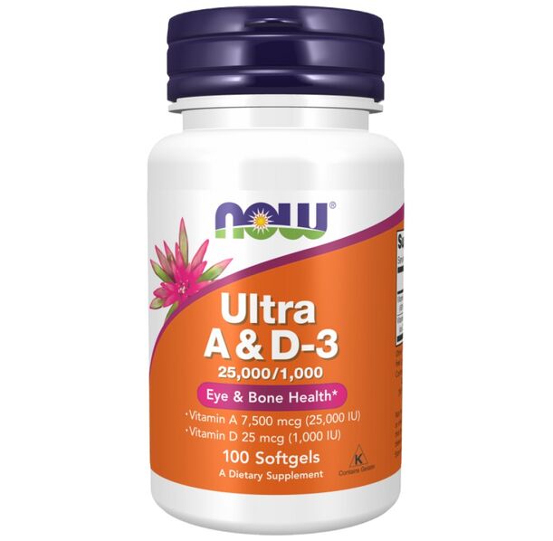 NOW Foods - Ultra A & D-3 | Vitamin A 25.000 & Vitamin D 1000 IU (100 дози)