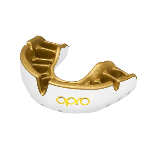 Протектор за уста - OPRO Gold Level Mouthguard - White/Gold